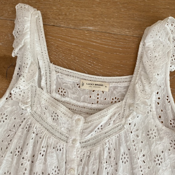 (New!!) LUCKY BRAND eyelet crop babydoll style top MED - Picture 7 of 14